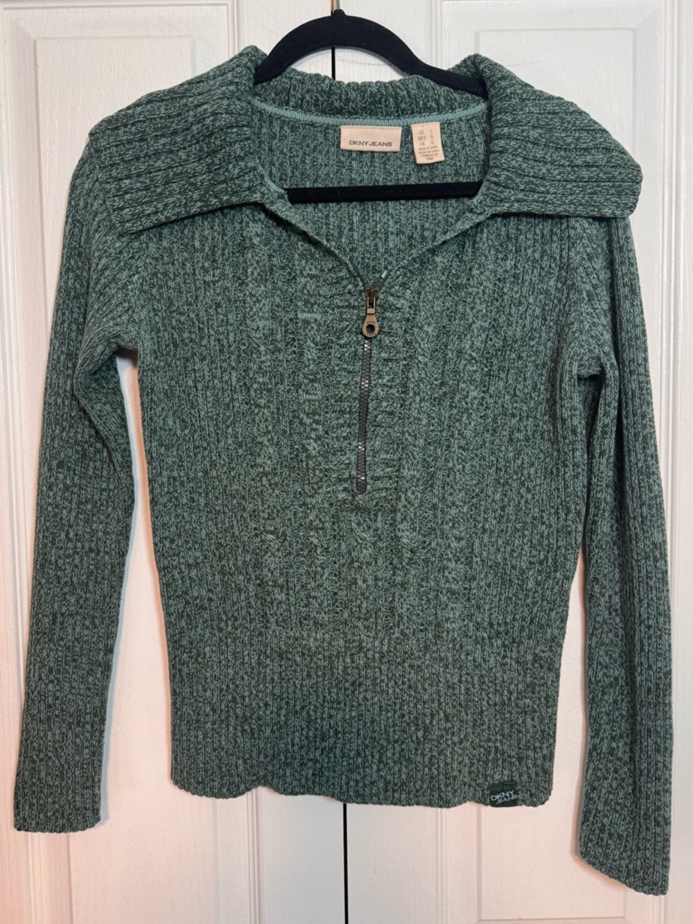 Y2K DKNY Jeans vintage green quarter zip cotton jacket size large